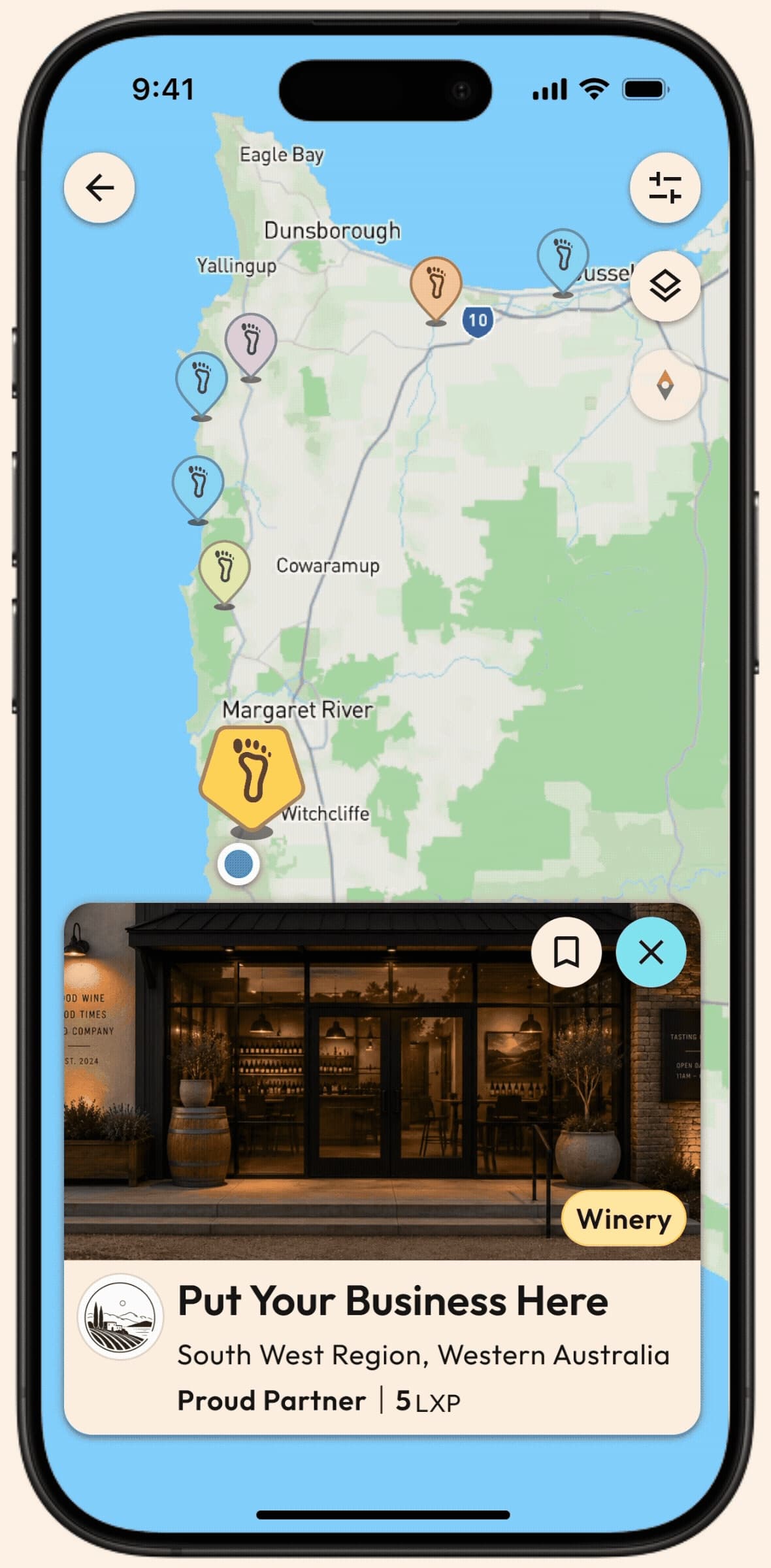 Destination profile and listing shown on a phone, helping travellers make a quick first impression.